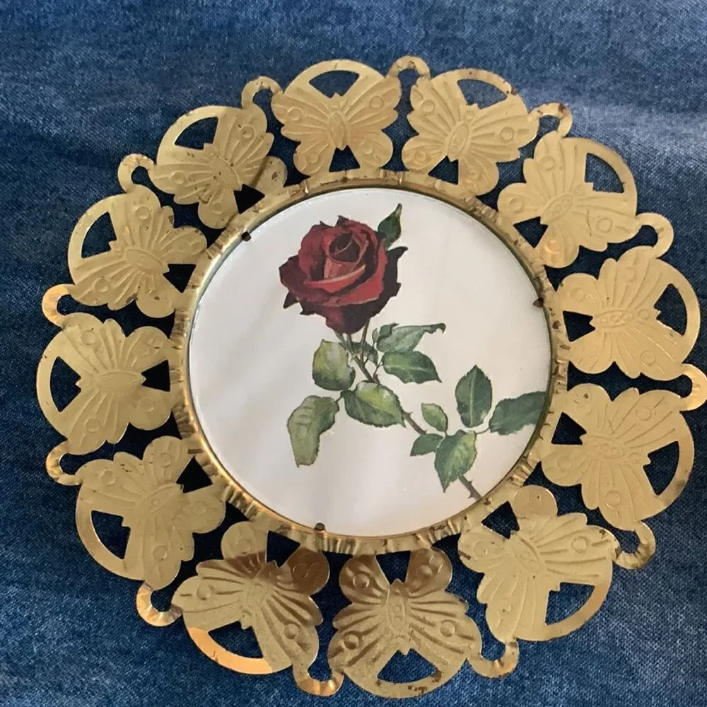 Set of three vintage floral plates